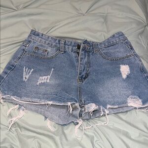 Distressed Denim Shorts